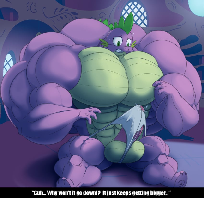 anthro balls clothing dragon erection friendship_is_magic hyper hyper_muscles male male_only muscular my_little_pony penis smooth_skin solo spike_(mlp) toonpower traced underwear