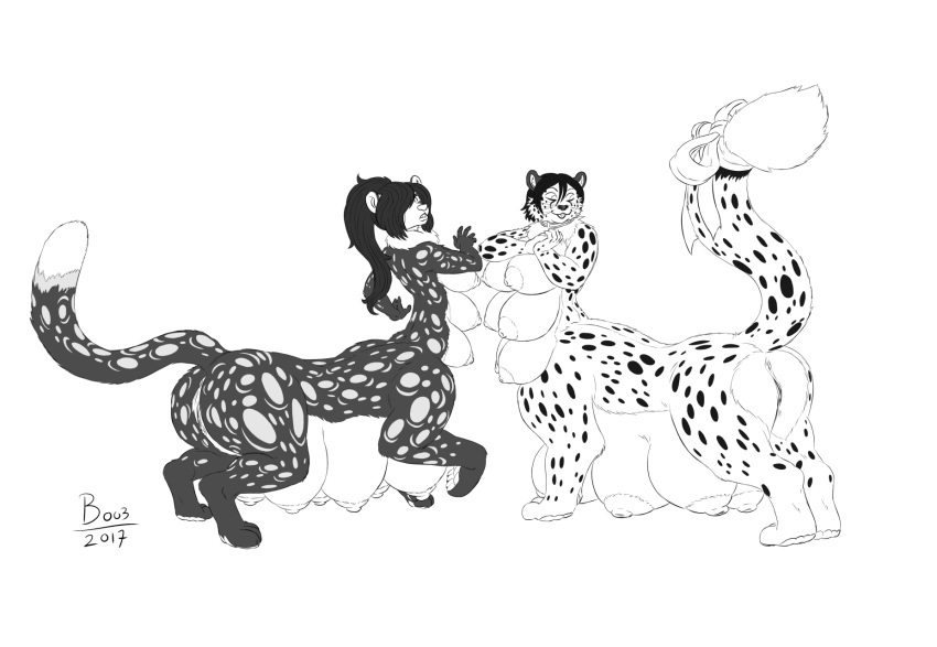 anthro boo3 breasts cheetah drawn feline female hyper kalisha mammal multi_breast nipples opal panther pussy slightly_chubby taur