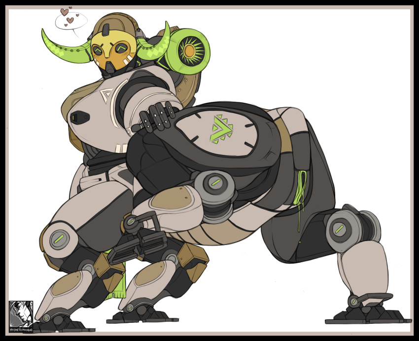 2d blizzard_entertainment heart living_machine looking_at_viewer looking_back machine myemetophobia omnic orisa overwatch presenting pussy pussy_juice robot taur