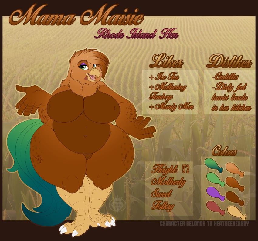 anuvia avian big_breasts bird breasts chicken female mama_maisie mature_female model_sheet overweight wide_hips