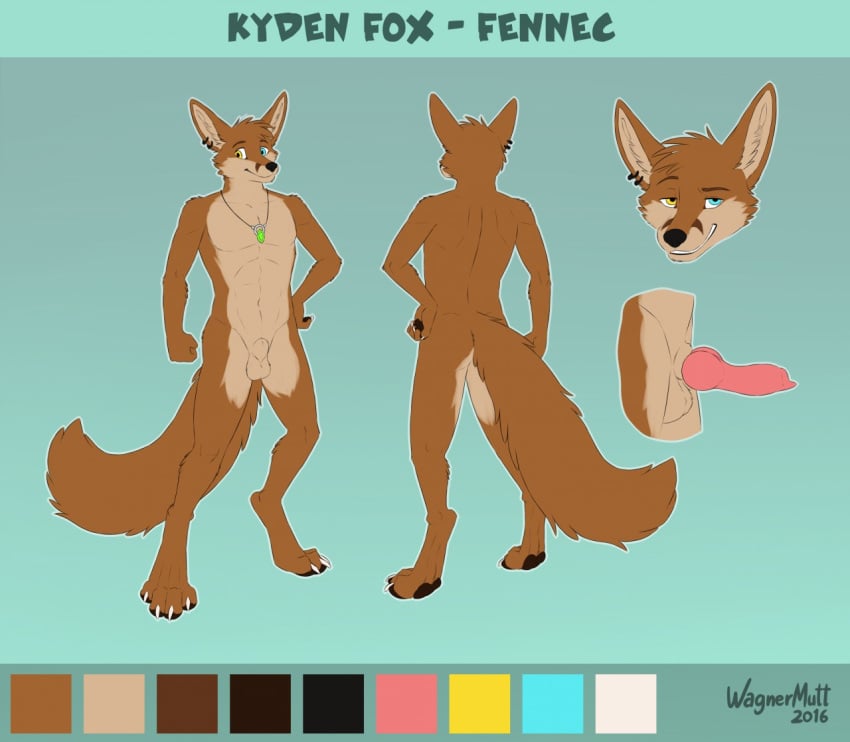 animal_genitalia animal_penis canine canine_penis fennec fox kyden male mammal model_sheet penis