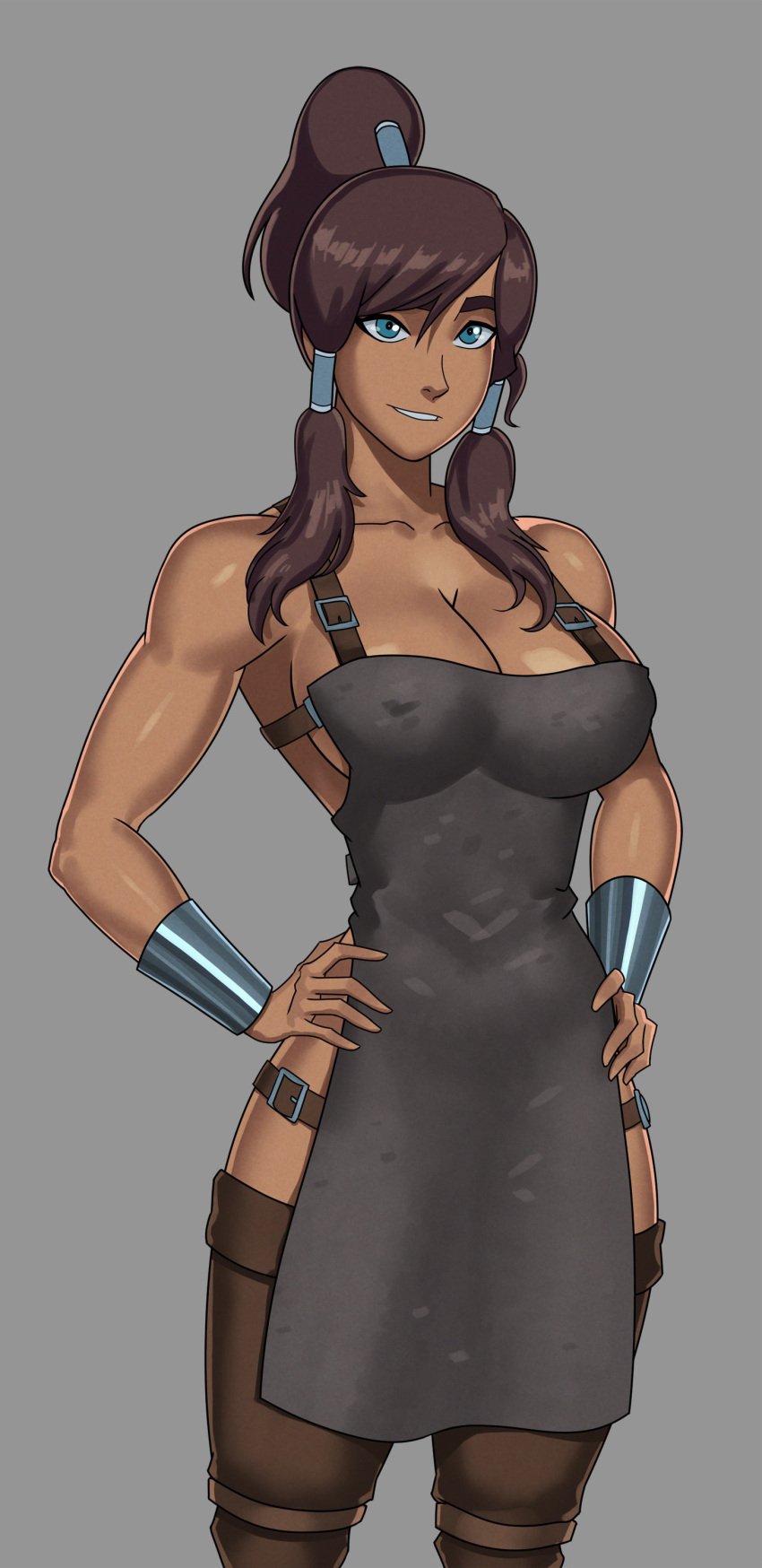 amazon apron armwear blacksmith casual dark_skin dc dc_comics edited fanart female hammer human korra legwear outerwear pallas something_unlimited sunsetriders7 sunsetriders7amazon