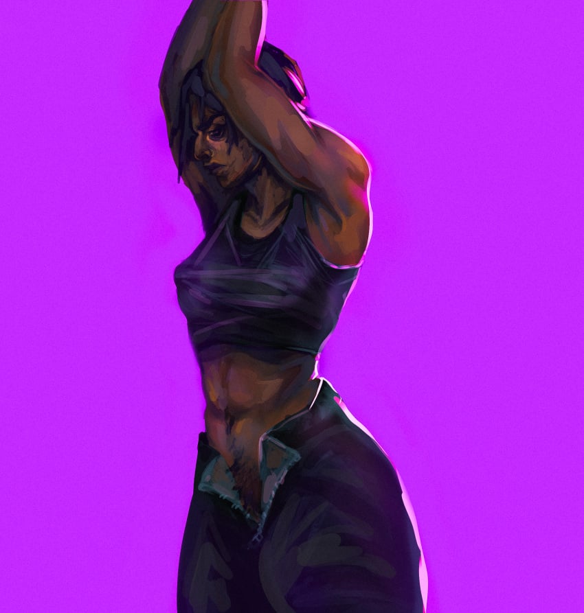 arcane arcane_sevika big_nose black_skin clothed clothed_female female league_of_legends muscular muscular_arms muscular_female riot_games sevika solo_female strong_female thick_lips