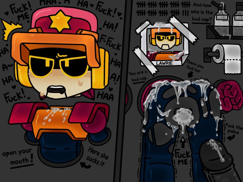 brawl_sexy_112 brawl_stars cum cuntboy intersex lawrie_(brawl_stars) robot robot_boy toilet wall