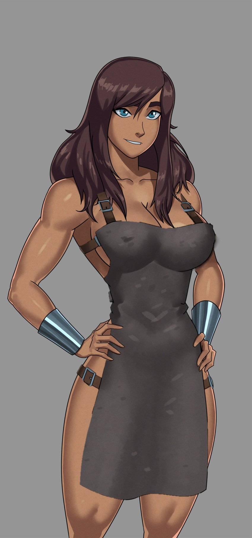 amazon apron blacksmith casual dark_skin dc_comics edited fanart female hammer human korra outerwear pallas something_unlimited sunsetriders7