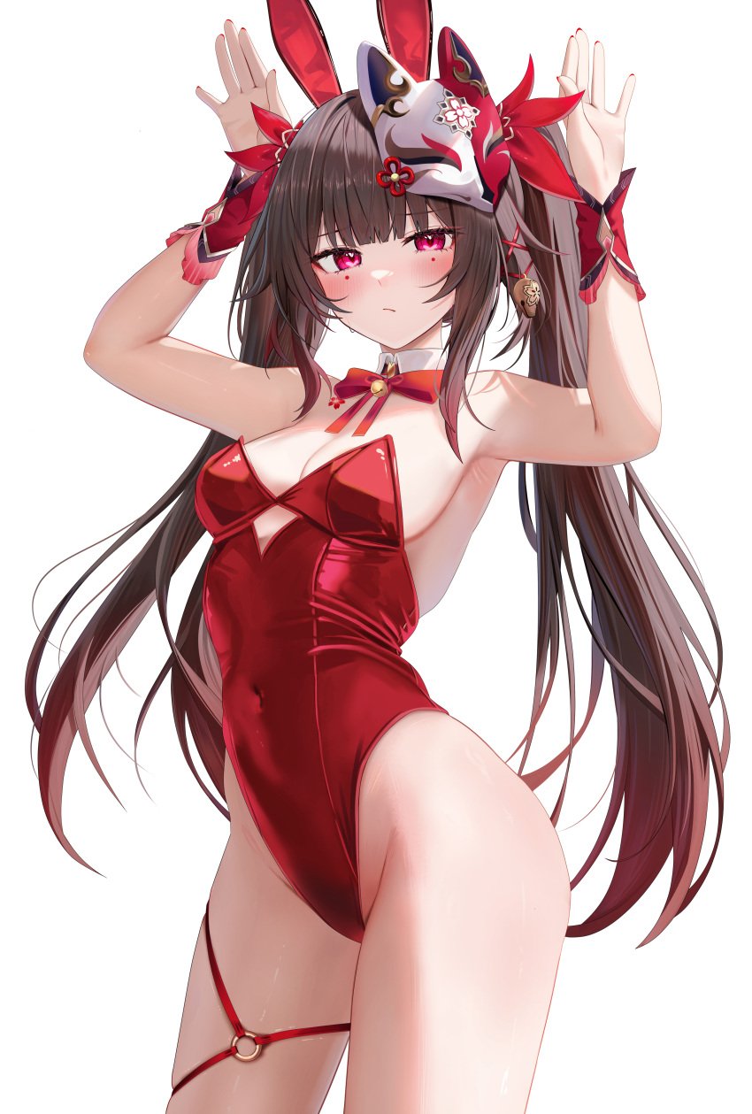 1girls armpits bare_shoulders bare_thighs black_hair blush blush brown_hair bunny_girl bunnysuit hips honkai:_star_rail honkai_(series) hoyoverse mihoyo red_eyes ru_zhai seducing seducing_viewer seductive slim_body slim_female slim_figure slim_girl slim_waist sparkle_(honkai:_star_rail)