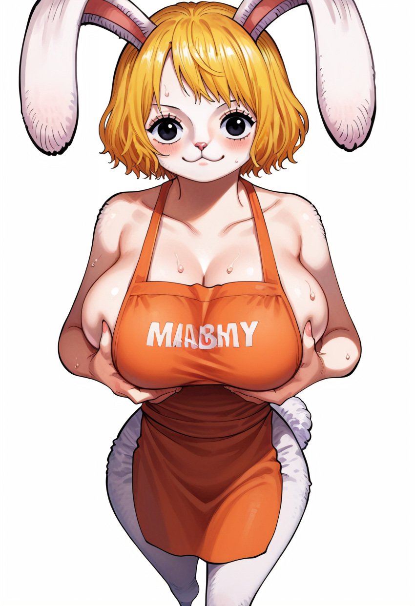 adult ai_generated apron apron_only big_breasts bunny_girl carrot_(one_piece) female female_only furry mink_tribe one one_piece piece z4zt3l4 zaztela