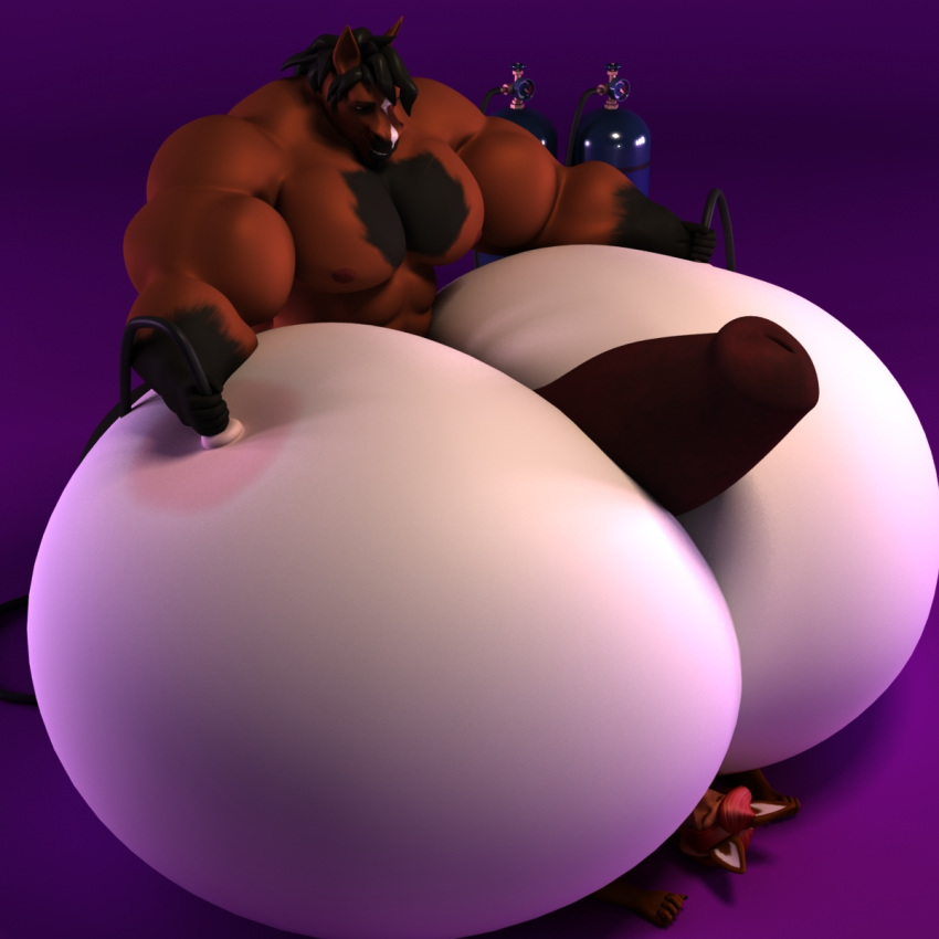 2017 3d air_tank anthro anthroanim areola big_breasts black_hair breasts canine colossal_kimberly duo erection female fox furry huge_breasts hyper hyper_breasts hyper_muscles hyper_penis inflation male mammal muscular muscular_male nipples nude paizuri penis red_hair sebastian_horse sex simple_background smile straight