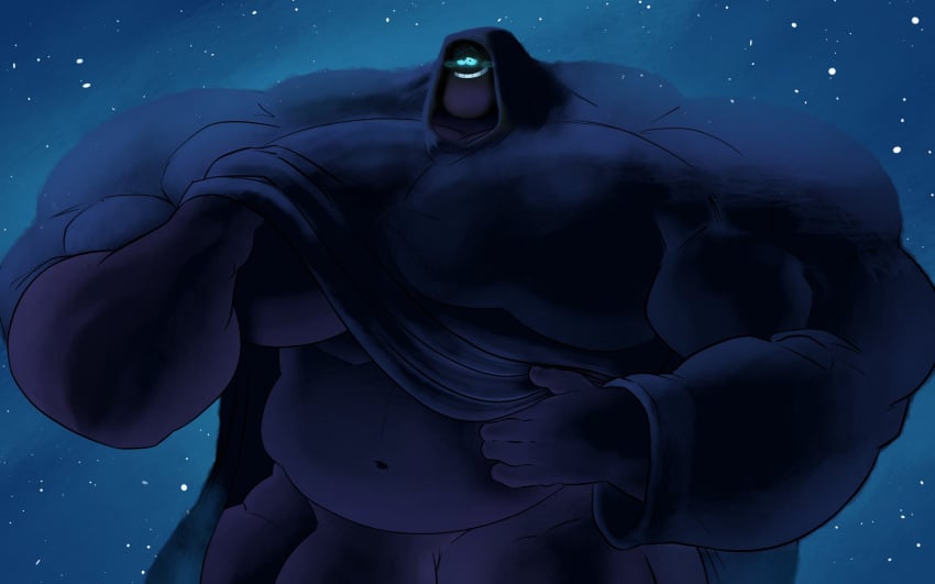 bara big_bulge big_muscles blush bulge dark_(orion_and_the_dark) davinciglen flaccid male male_only muscles muscular orion_and_the_dark solo solo_male