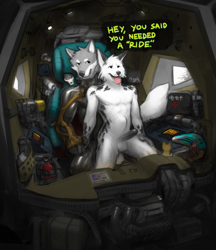 absurd_res anal anal_sex anthro armor balls canid canine canis cockpit deep_penetration detailed_background dialogue digital_media_(artwork) domestic_dog duo fox from_behind_position genitals hi_res humanoid_genitalia humanoid_penis karbon_(character) krbn machine male male/male male_penetrated male_penetrating male_penetrating_male mammal marble_fox mecha nude open_mouth penetration penis pilot_suit red_fox science_fiction sex shiba_inu spitz stomach_bulge tail text tongue tongue_out true_fox