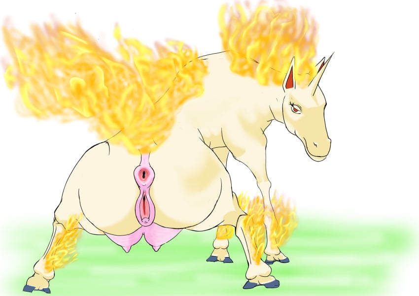 above_average_crotchboobs absurd_res crotchboobs crotchboobs_visible_through_thighs equid equine female feral generation_1_pokemon hi_res incanova_lissi interspecies mammal nintendo non-human_areolae pokemon pokemon_(species) pokephilia rapidash