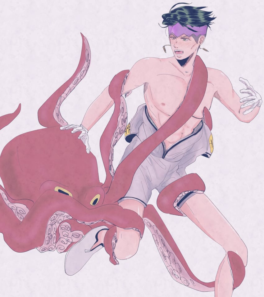 1boy cephalopod diamond_is_unbreakable human jojo&#039;s_bizarre_adventure male male_only octopodiform octopus questionable_consent rohan_kishibe tentacle tentacle_on_male zoophilia