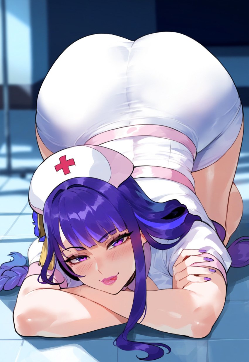 1girls ai_generated ass ass_bigger_than_head ass_focus ass_up big_ass big_breasts big_butt big_thighs crossed_arms female female_focus female_only genshin_impact hi_res hospital huge_ass huge_breasts huge_butt huge_thighs imminent_anal imminent_fellatio imminent_oral imminent_penetration imminent_sex imminent_vaginal large_ass large_breasts large_butt large_thighs looking_at_viewer looking_pleasured miyuai nai_diffusion nurse nurse_cap nurse_clothing nurse_hat nurse_headwear nurse_outfit nurse_uniform purple_eyes purple_hair raiden_shogun skirt solo solo_female solo_focus stable_diffusion sticking_out_tongue thiccwithaq_(ai_style) thick thick_ass thick_butt thick_hips thick_legs thick_thighs tongue tongue_out top-down_bottom-up voluptuous voluptuous_female wide_hips