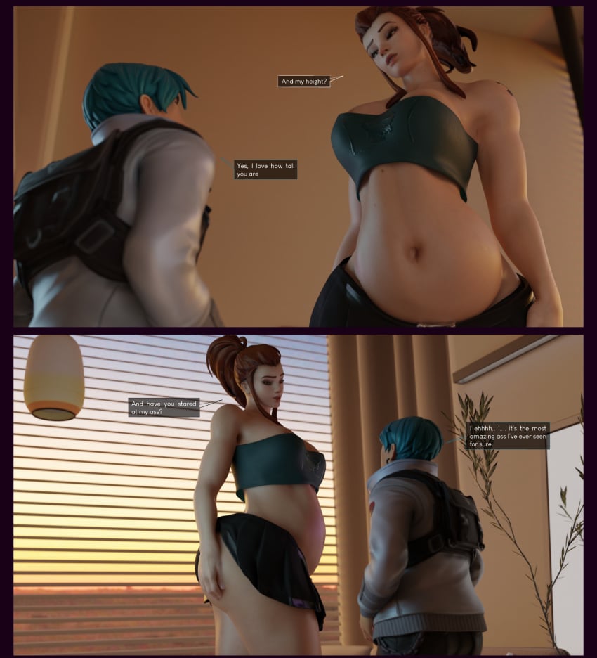 2022 2girls 3d bedroom breasts brigitte clothing female large_breasts lepetitejane1111 male overwatch overwatch_2 self_upload vore vore_belly vore_comic vore_sex