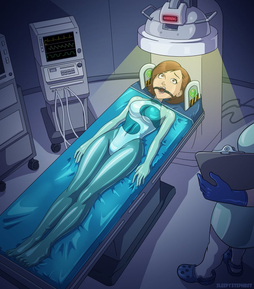 2024 brainwashing brown_hair digital_media_(artwork) helen_parr hospital hospital_bed hypnosis latex light-skinned_female light_skin medical sleepystephbot the_incredibles