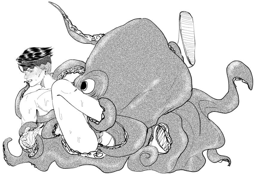1boy cephalopod diamond_is_unbreakable human jojo&#039;s_bizarre_adventure male male_only octopodiform octopus rohan_kishibe tentacle tentacle_around_arm tentacle_around_leg tentacle_on_male zoophilia