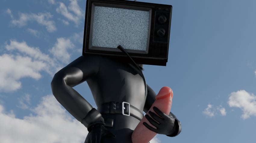 3d blender blender_cycles futa_only futanari skibidi_toilet solo tv_head tv_woman_(skibidi_toilet)