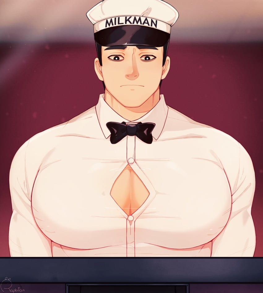 bara clothing francis_mosses male male_only milkman muscular_male no_visible_genitalia pecs rapbitan that's_not_my_neighbor tight_clothing