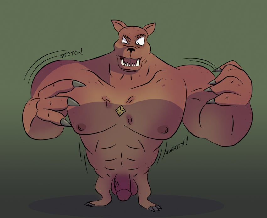 anthro body_size_growth canid canine canis claws daemon_ritus domestic_dog eye_ridges growth hanna-barbera male mammal muscle_growth scooby-doo scooby-doo_(series) scrappy-doo size_transformation solo transformation unknown_artist