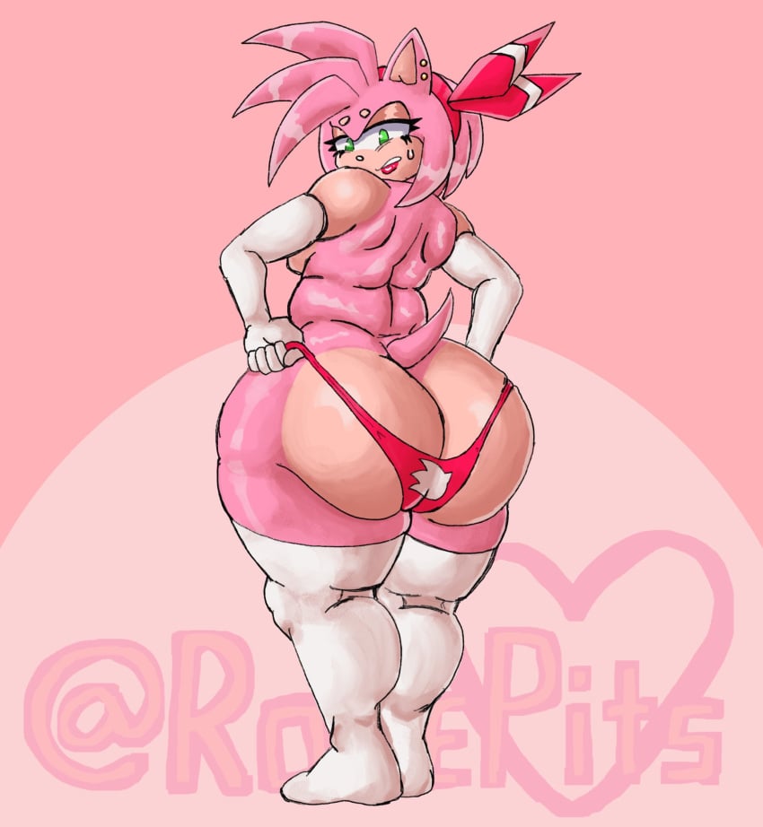 1girls adjusting_panties adjusting_thong amy_rose anthro ass ass big_ass big_butt big_thighs bubble_ass bubble_butt doughy_ass furry hedgehog huge_ass huge_butt huge_thighs looking_back red_thong rosepits sega solo sonic_(series) sonic_the_hedgehog_(series) thick_ass thick_thighs thighhighs thighs thong wide_hips