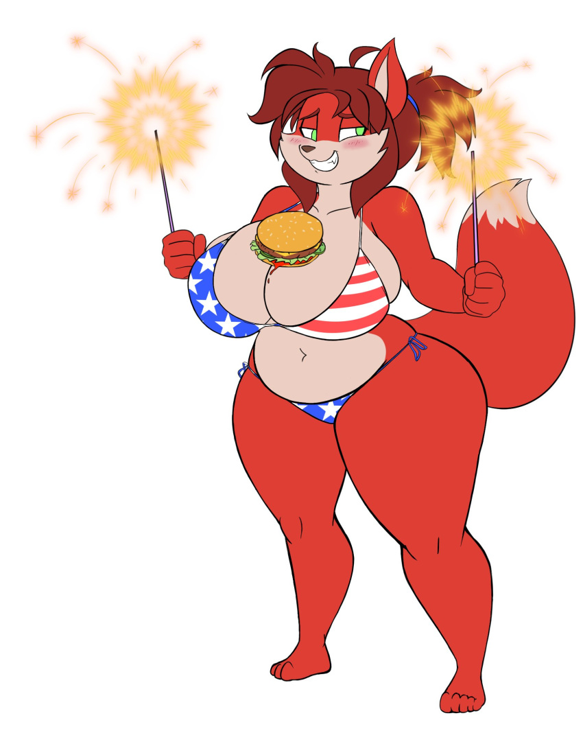 american_flag_bikini big_breasts bikini breasts cleavage female furry goblin0verlord huge_breasts thick_thighs wide_hips