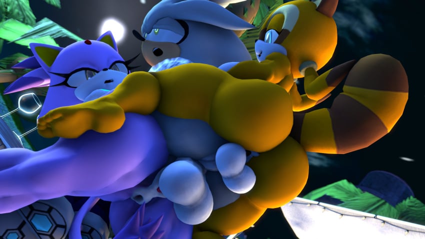 3d anal anal_sex anthro blaze_the_cat dickgirl double_penetration furry futa_on_male futanari groping male marine_the_raccoon penis shemale silver_the_hedgehog sonic_(series) sonic_the_hedgehog_(series) zoothen