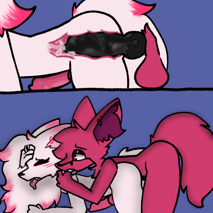 animal_genitalia animal_humanoid animal_penis anthro black_penis bodily_fluids breath canid canid_humanoid canine canine_genitalia canine_humanoid canine_penis cherry_(poisonedcherry) cum cum_in_ass cum_inside disembodied_penis duo ear_piercing fluffy fluffy_tail fox fox_humanoid fur genital_fluids genitals hand_on_head hi_res highlights_(coloring) humanoid knot low-angle_view luxia_(gfox) male mammal mammal_humanoid multiple_angles panting penis piercing pink_body pink_fur pink_highlights poisonedcherry_(artist) romantic romantic_couple sheath tail tongue tongue_out white_body white_fur x-ray_(disambiguation)