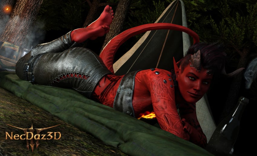 1girls 3d baldur's_gate_3 barefoot feet feet_up foot_fetish karlach necdaz91 red_skin tail