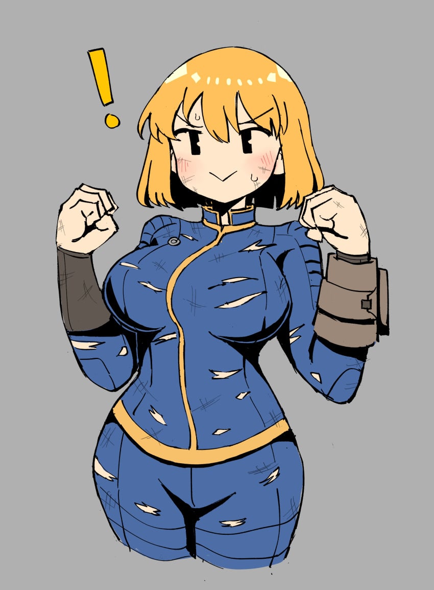 1girls blonde_hair fallout female large_breasts mob_face ripped_clothes ripped_clothing short_hair vault_girl vault_suit