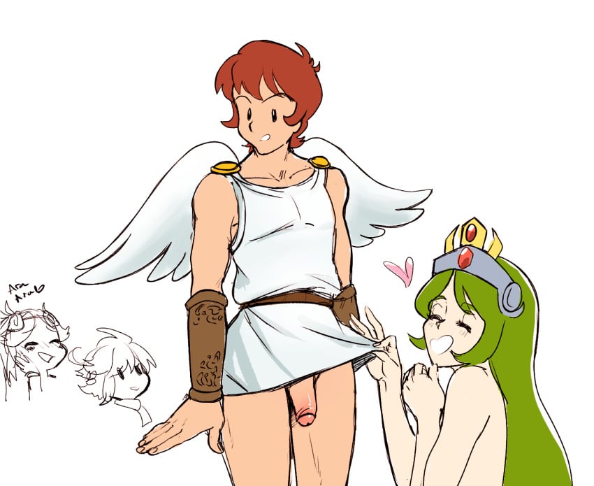 1boy bulge femboy kid_icarus kid_icarus_uprising nintendo palutena penis pit_(kid_icarus) soft_sizzle wholesome