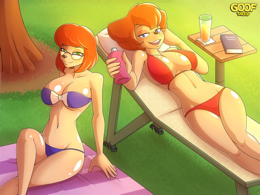 2girls 4:3 an_extremely_goofy_movie bikini bob_cut cleavage disney goof_troop hourglass_figure marik_azemus34 marikazemus milf multiple_girls peg_pete sylvia_marpole voluptuous