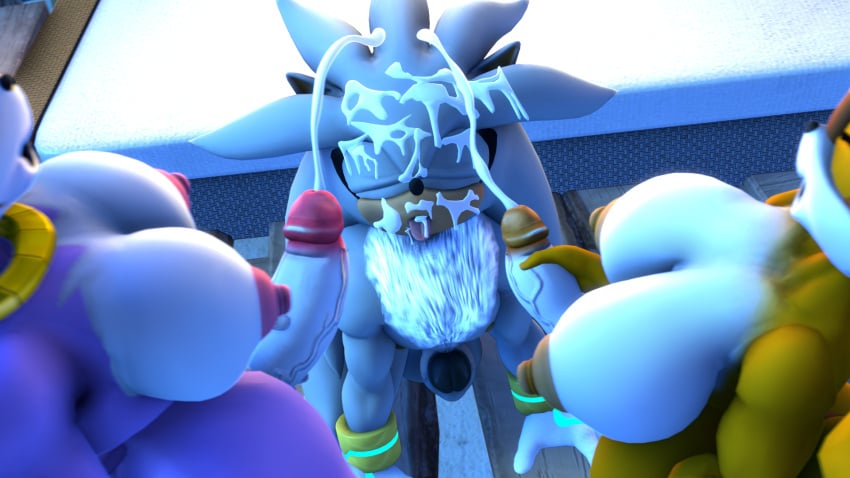 3d anthro blaze_the_cat cum cum_on_face cumshot dickgirl furry futa_on_male futanari male marine_the_raccoon penis shemale silver_the_hedgehog sonic_(series) sonic_the_hedgehog_(series) zoothen