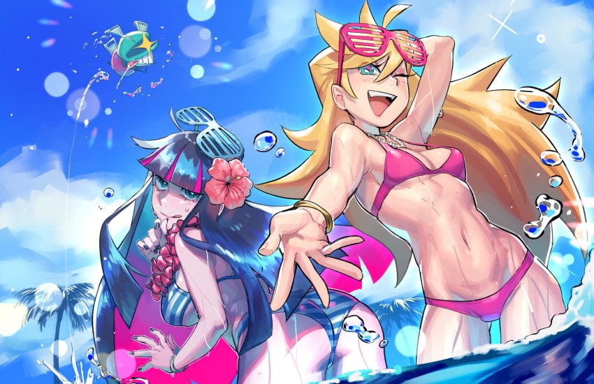 2girls barley_juice bikini panty_&_stocking_with_garterbelt panty_anarchy stocking_anarchy tagme