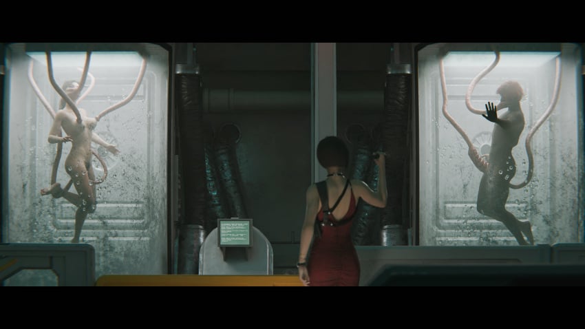 3d ada_wong captured claire_redfield leon_scott_kennedy milking resident_evil resident_evil_2 resident_evil_2_remake suspension tentacle tentacle_sex trapped vulint