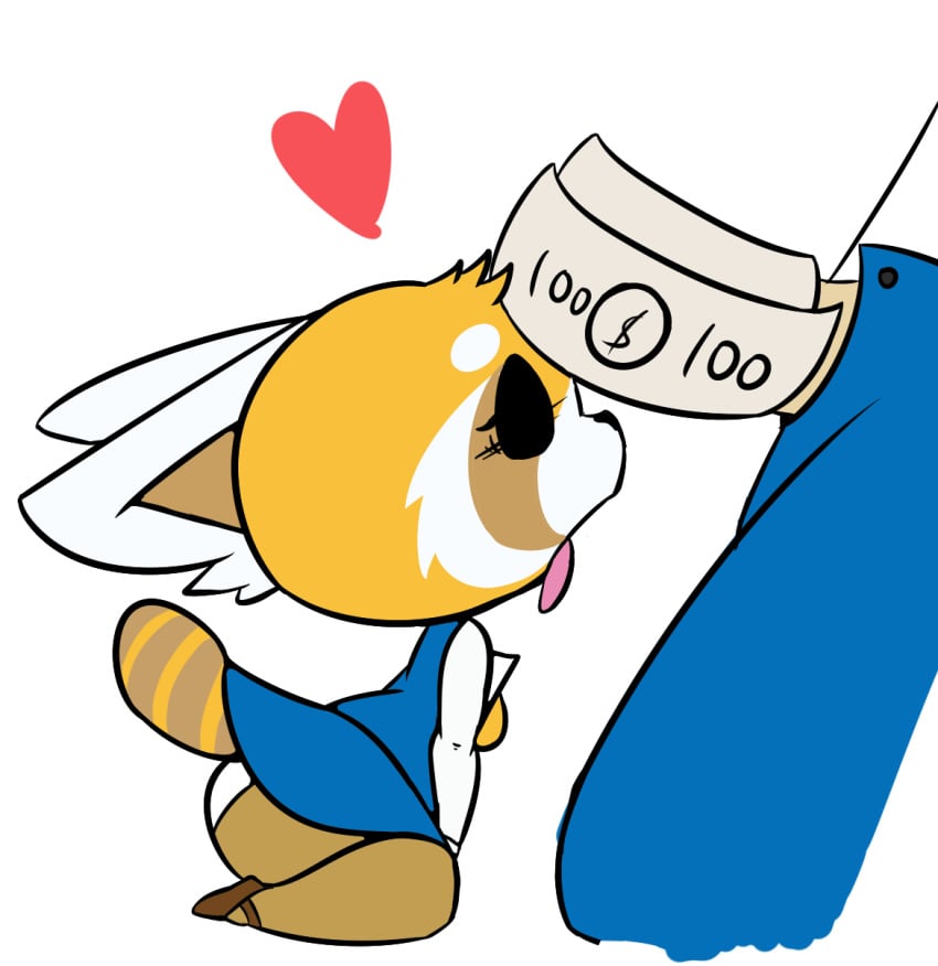 1boy 1boy1girl 1girls 2d aggressive_retsuko aggretsuko alpha_channel anthro breasts clothing exposed_breasts eyelashes faceless_male female heart human larger_male male male/female mammal money office_lady panties penis penis_on_head red_panda retsuko sanrio shortstack size_difference smaller_female smooth_fur tongue tongue_out underwear vono