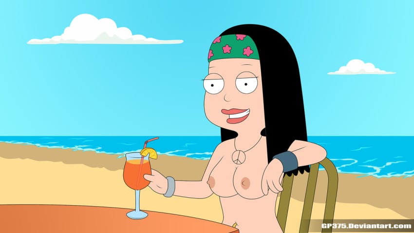 accurate_art_style american_dad beach black_hair casual edit female female_only gp375 hayley_smith human pale_skin public