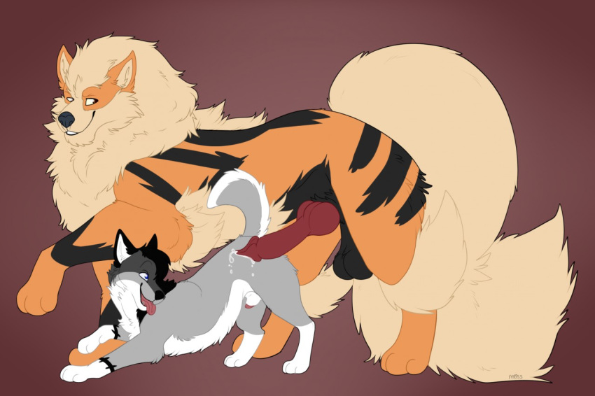 arcanine awkore balls canine cum duo erection feral interspecies male mammal nintendo penis pokemon pokemon_(species) wolf yaoi