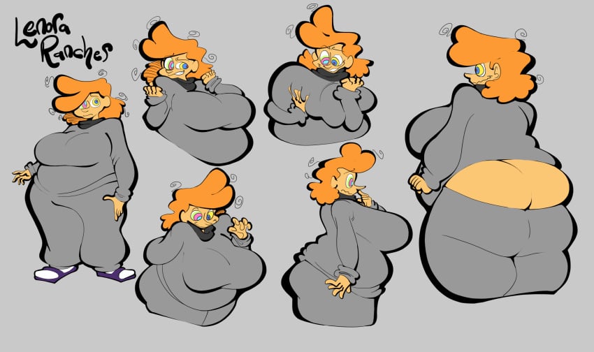 ass_cleavage bbw big_ass big_breasts bootlegjones female large_ass large_breasts lenora_ranches orange_hair original overweight overweight_female solo sweatpants sweatshirt