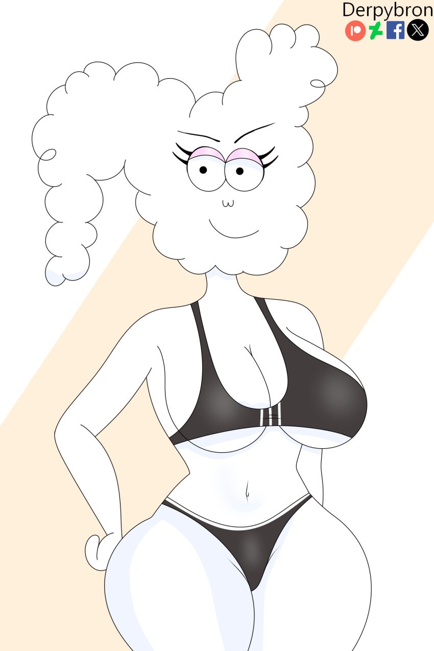 big_breasts black_clothing breasts cloudy_jay derpybron exercise_clothing hips huge_breasts regular_show thick_hips thick_thighs voluptuous voluptuous_female wide_hips