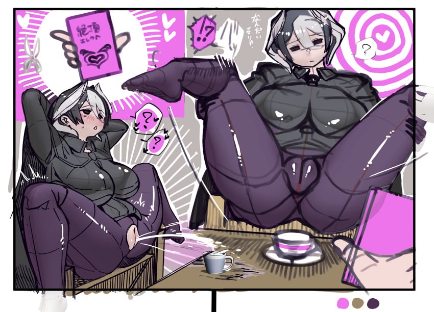 ? big_breasts black_and_white_hair blush cameltoe chair confusion female female_ejaculation female_only hypnosis kingofbandit156 legs_held_open made_in_abyss orgasm ozen plump_labia pussy pussy_cutout short_hair sitting solo spread_legs squirting teacup two_tone_hair uncensored wip