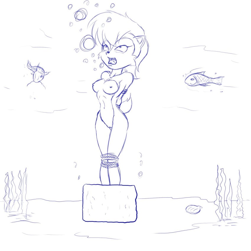 1girls air_bubbles anthro archie_comics asphyxiation bondage breasts bubbles canime chipmunk clam_shell concrete_block drowning female fish furry imminent_death marine medium_breasts monochrome navel nipples nude ocean peril pussy rope rope_bondage sally_acorn sea seaweed shell sketch skinny_dipping solo sonic_(series) sonic_the_hedgehog_(archie) sonic_the_hedgehog_(comics) sonic_the_hedgehog_(series) tied_up trapped underwater underwater_peril water