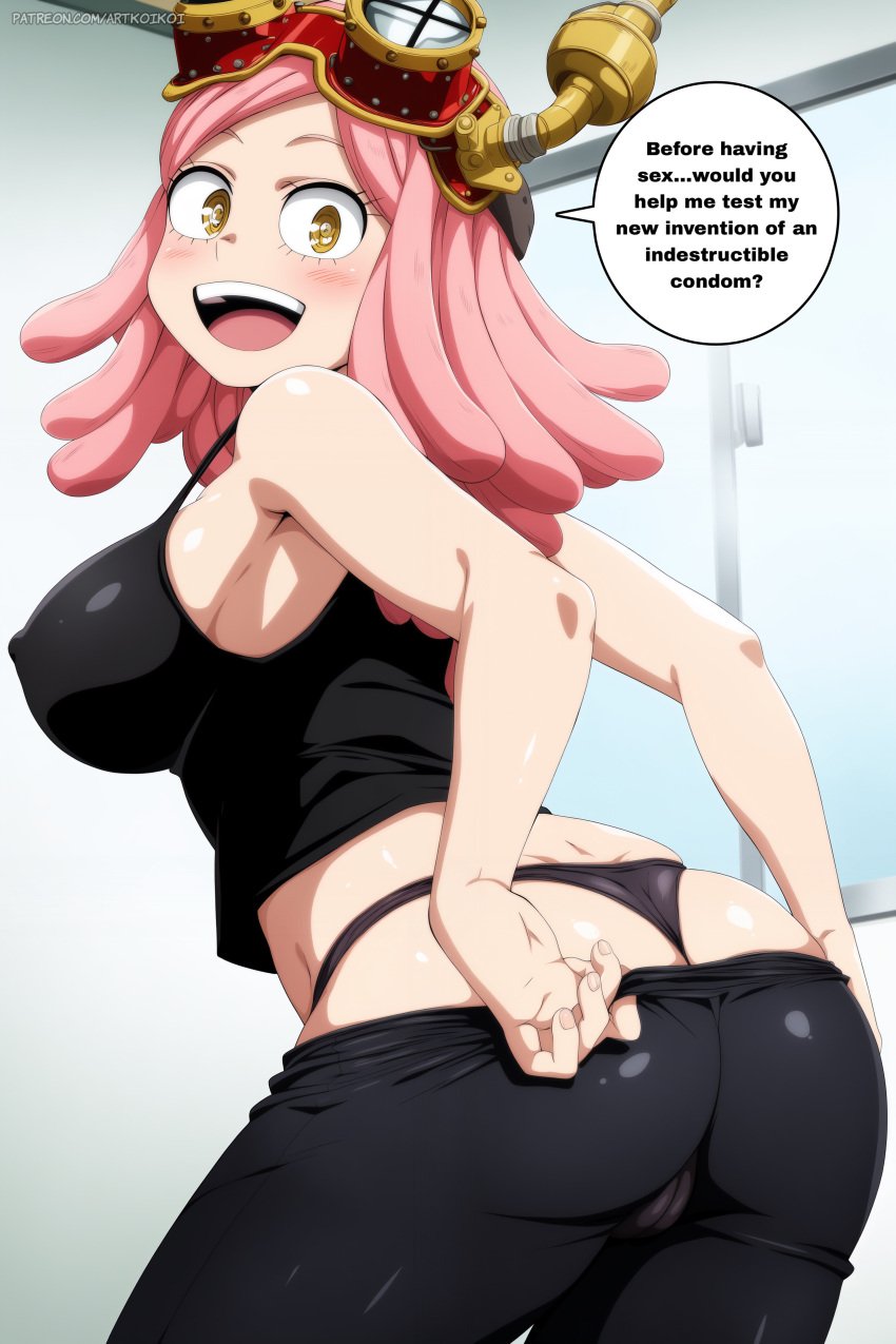 1girls ai_generated areola areolae artkoikoi big_areola big_areolae big_breasts breasts breasts_apart female female huge_breasts koikoi large_breasts light-skinned_female mei_hatsume my_hero_academia nipples on_back pink_hair pink_nipples pussy_grip spread_legs sweat sweating thick_thighs_sex voluptuous yellow_eyes