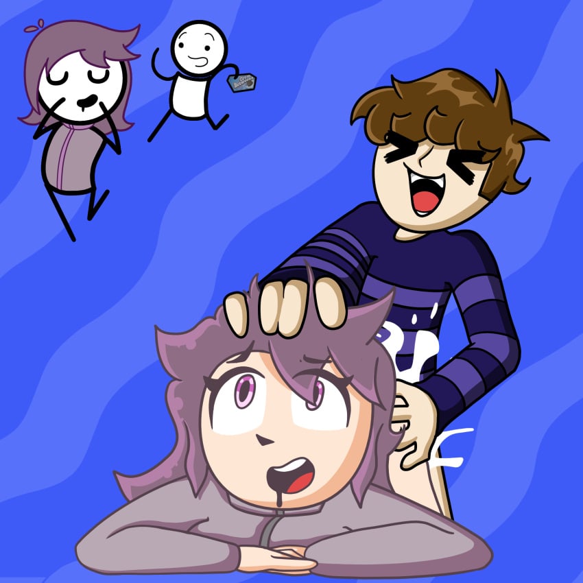 2d 2d_(artwork) anal anal_sex brown_hair cum cum_in_ass cum_inside cute eye_contact eyelashes female_focus female_human jele long_hair love no_nose perfect_body purple_eyes purple_hair self_upload sex tuubaa youtube youtuber youtuber_girl