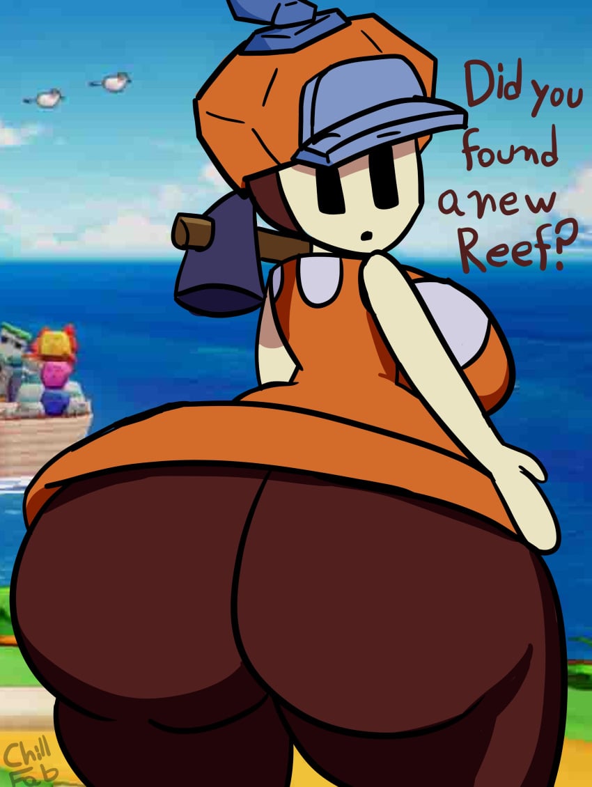 1girls anus ass_focus backboob big_breasts chillfab clothed female female_only huge_ass issa_rock mario_(series) mario_and_luigi:_brothership mario_and_luigi_(series) nintendo no_underwear pov tagme