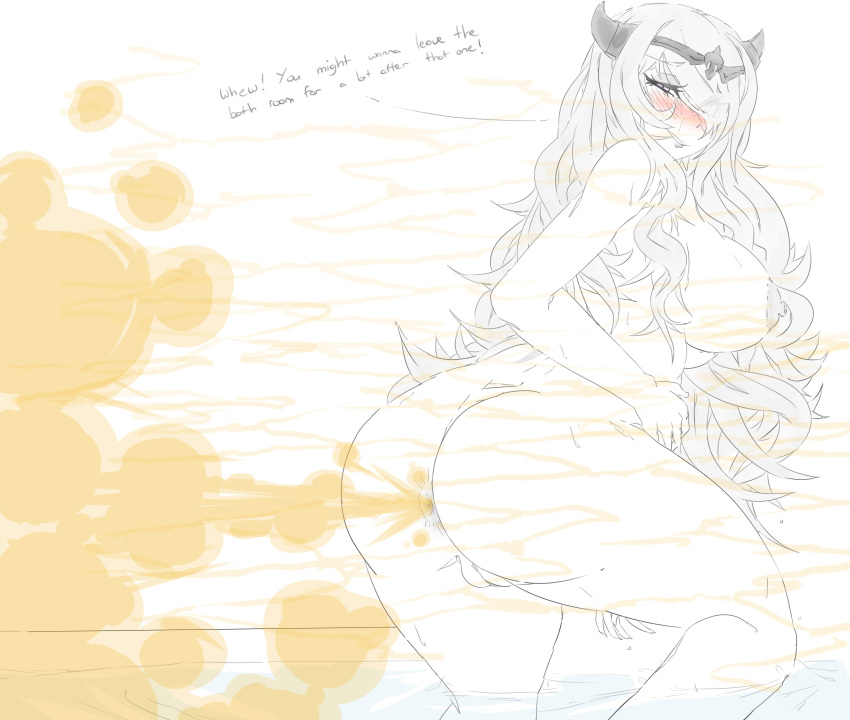 1girls anus ass asshole big_ass big_butt blush camilla_(fire_emblem) english_text fart fart_cloud fart_fetish farting female fire_emblem fire_emblem_fates hair_over_one_eye lazei looking_back nintendo nipples purple_eyes rear_view sideboob sketch smile solo_female standing text thick_thighs uncolored vagina viewed_from_behind