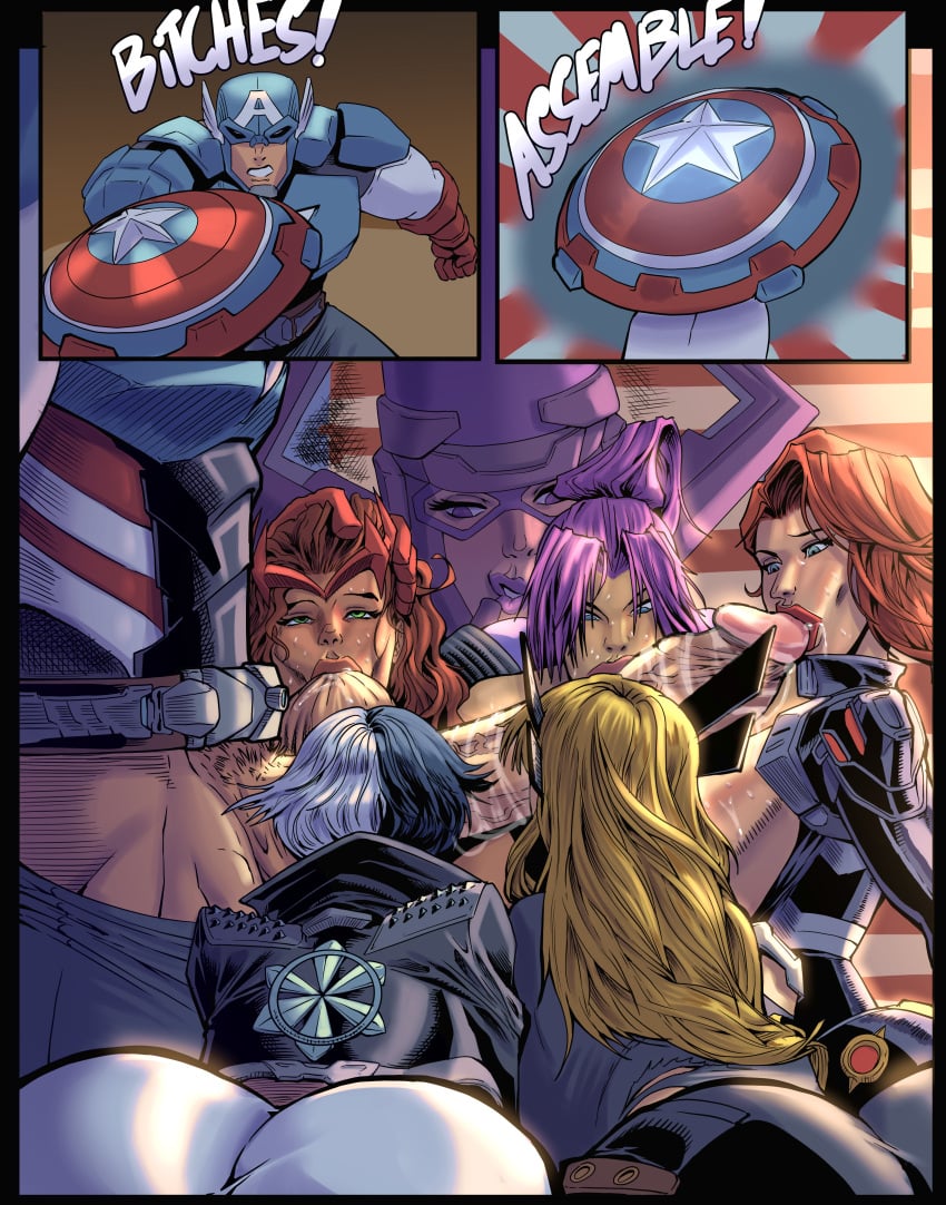 1boy 6girls avengers big_ass big_balls big_breasts big_butt big_penis bimbo black_widow_(marvel) black_widow_(marvel_rivals) busty busty_female captain_america captain_america's_shield captain_america_(marvel_rivals) galacta galacta_(marvel_rivals) loonyjams luna_snow luna_snow_(marvel_rivals) magik_(illyana_rasputin) magik_(marvel_rivals) marvel marvel_rivals mutant_(marvel) natasha_romanoff oral psylocke psylocke_(marvel_rivals) scarlet_witch scarlet_witch_(marvel_rivals) sharing steve_rogers sucking sucking_balls sucking_penis sucking_testicles sucking_tip superhero superheroine sweat sweating wanda_maximoff x-men