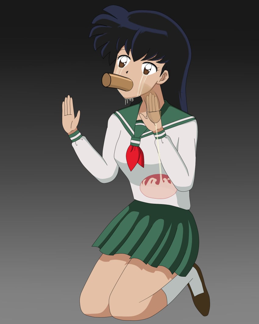 1boy 1girls blowjob cum_in_mouth fellatio female inuyasha kagome_higurashi lunchables male oral oral_sex school_uniform schoolgirl sex skirt