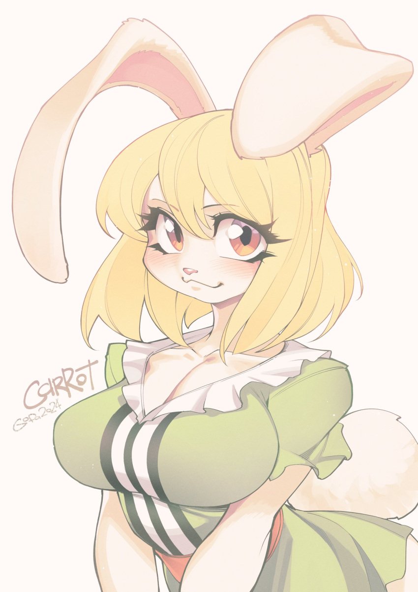 1girls big_breasts blonde_hair blush brown_eyes bunny_ears bunny_girl bunny_tail carrot_(one_piece) clothed clothing color female female_focus female_only gofa hi_res large_breasts looking_at_viewer one_piece short_hair shounen_jump solo solo_female tagme