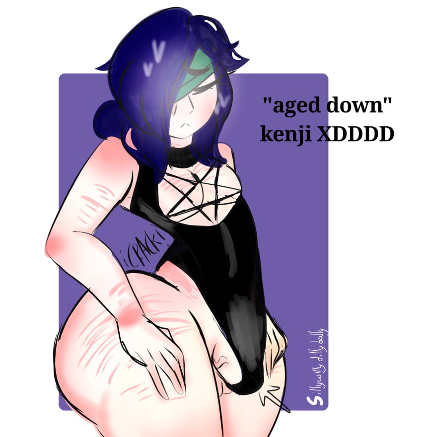 1boy 1femboy aged_down angry_face balls ballsack blush brawl_stars closed_eyes femboy high_resolution highres huge_thighs kenji_(brawl_stars) pentagram self_harm self_harm_scars self_upload sillywillydillydally simple_background simple_coloring simple_shading small_penis solo solo_femboy thick_ass thick_legs thick_thighs watermark what younger_male