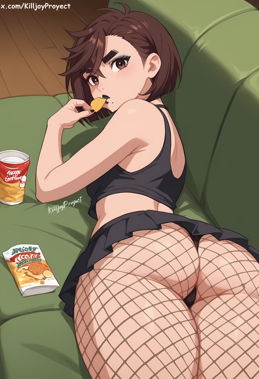 ai_generated ass ayase_momo dandadan goth_girl gothic killjoyproject on_couch thong_leotard